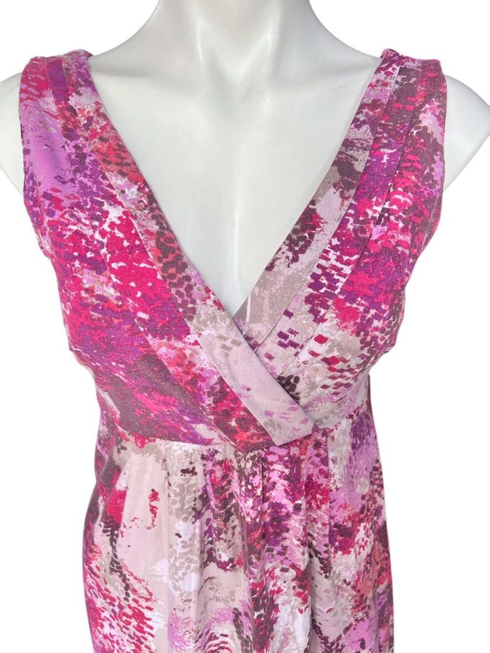 Ann Taylor Womens Dress Size M Pinks Magenta Sleeveless V-Neck Cotton Knit Dress - Picture 3 of 11
